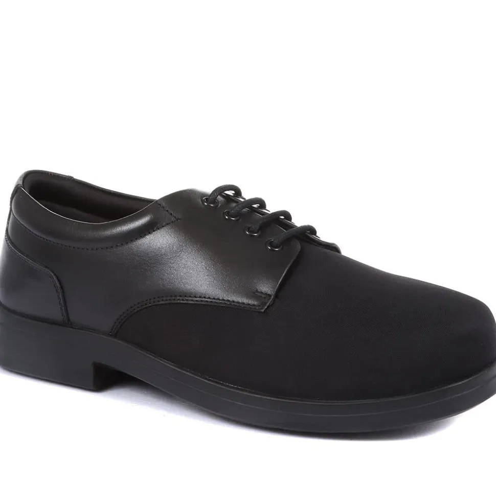 Extra Wide Fit Lace-Up Derby Shoe - Black
