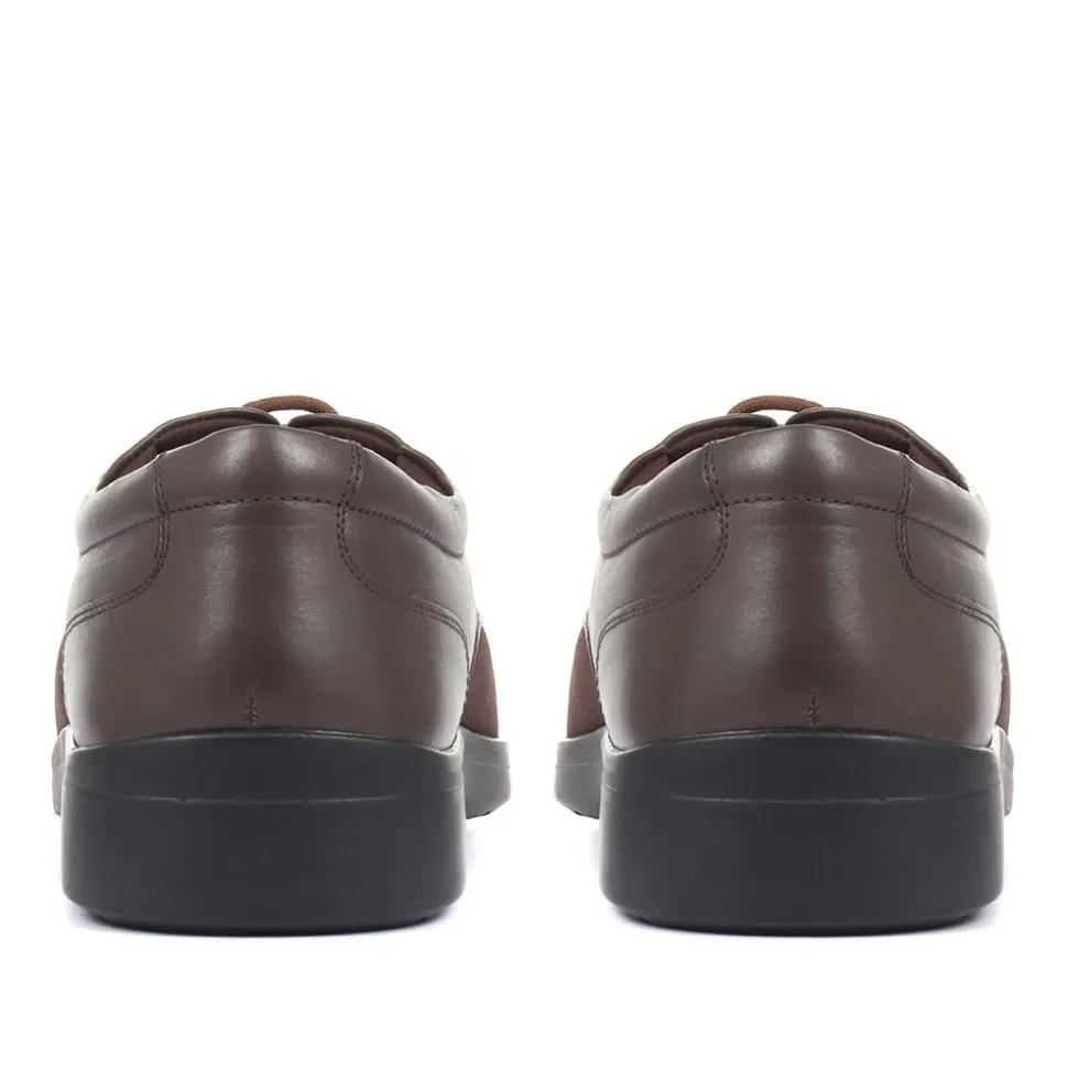 Extra Wide Fit Lace-Up Derby Shoe - Brown