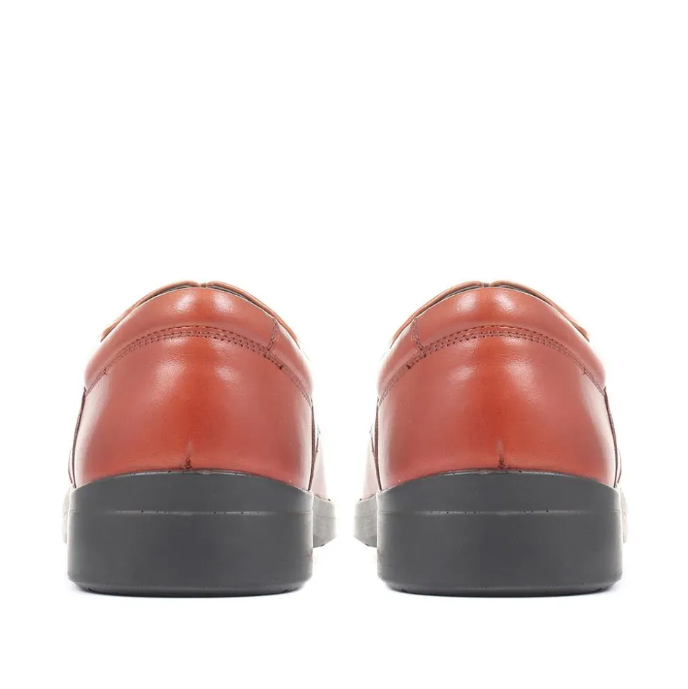 Extra Wide Fit Leather Derby Shoes - Tan
