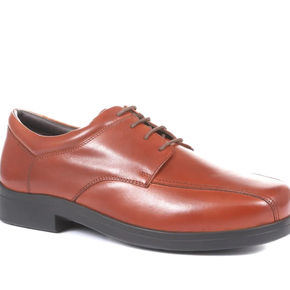 Extra Wide Fit Leather Derby Shoes - Tan