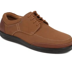 Extra Wide Fit Leather Lace-up Shoes - Taupe