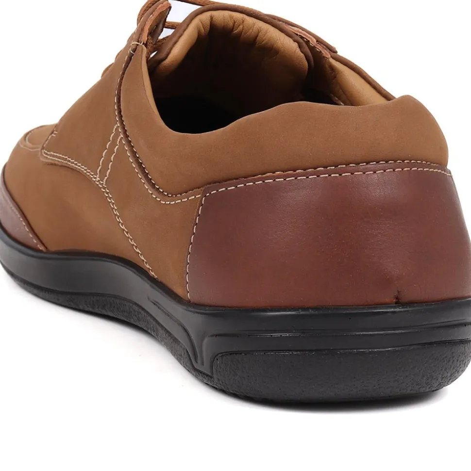 Extra Wide Fit Leather Lace-up Shoes - Taupe