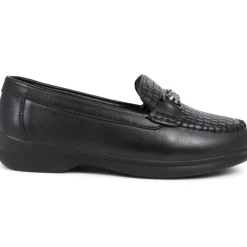 Extra-Wide Fit Leather Loafers - Black