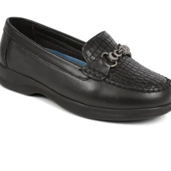 Extra-Wide Fit Leather Loafers - Black