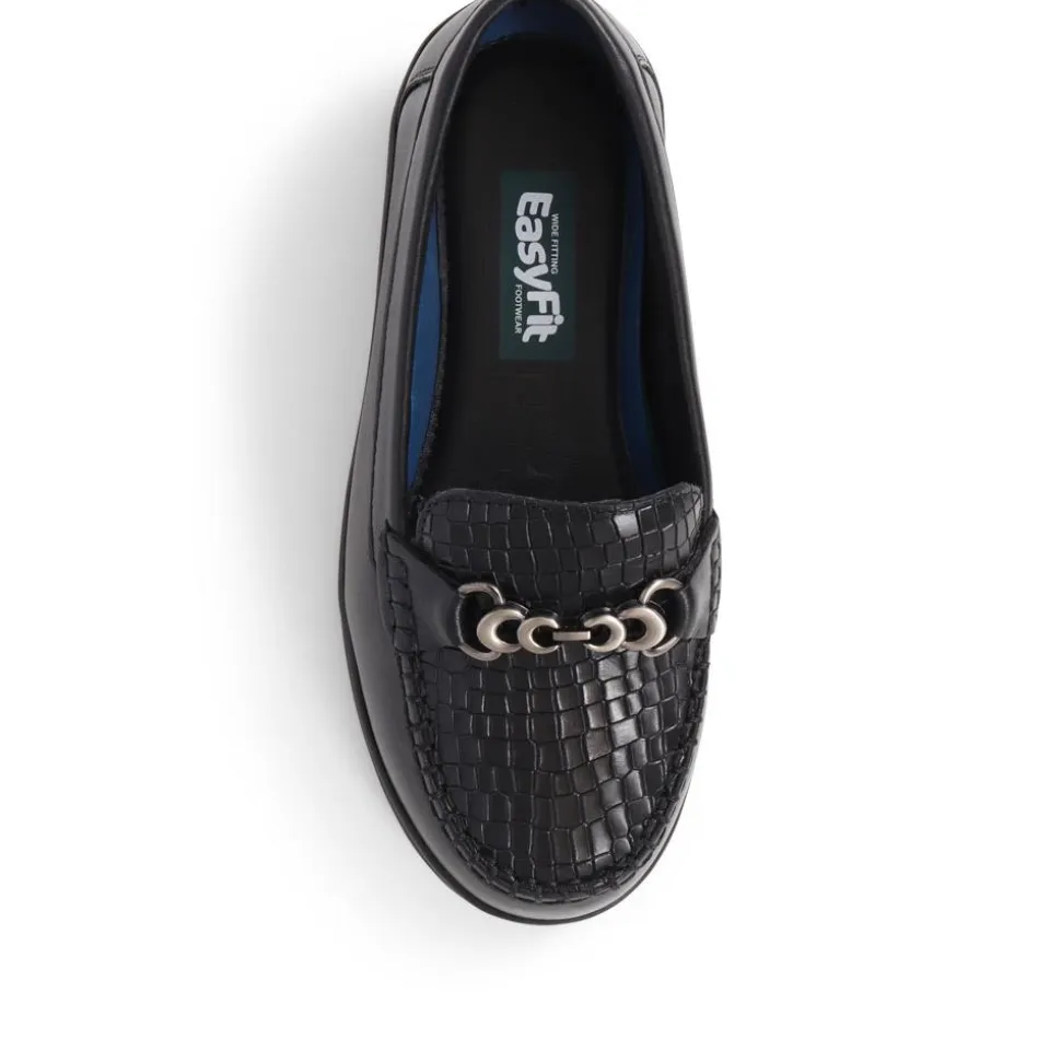 Extra-Wide Fit Leather Loafers - Black