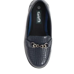 Extra-Wide Fit Leather Loafers - Navy