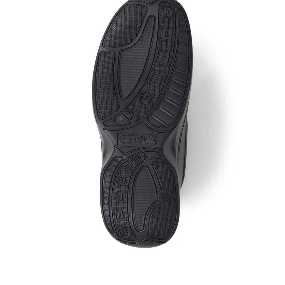 Extra Wide Fit Leather Slip-On Shoes - Black