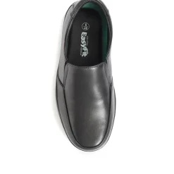 Extra Wide Fit Leather Slip On Shoes - Black