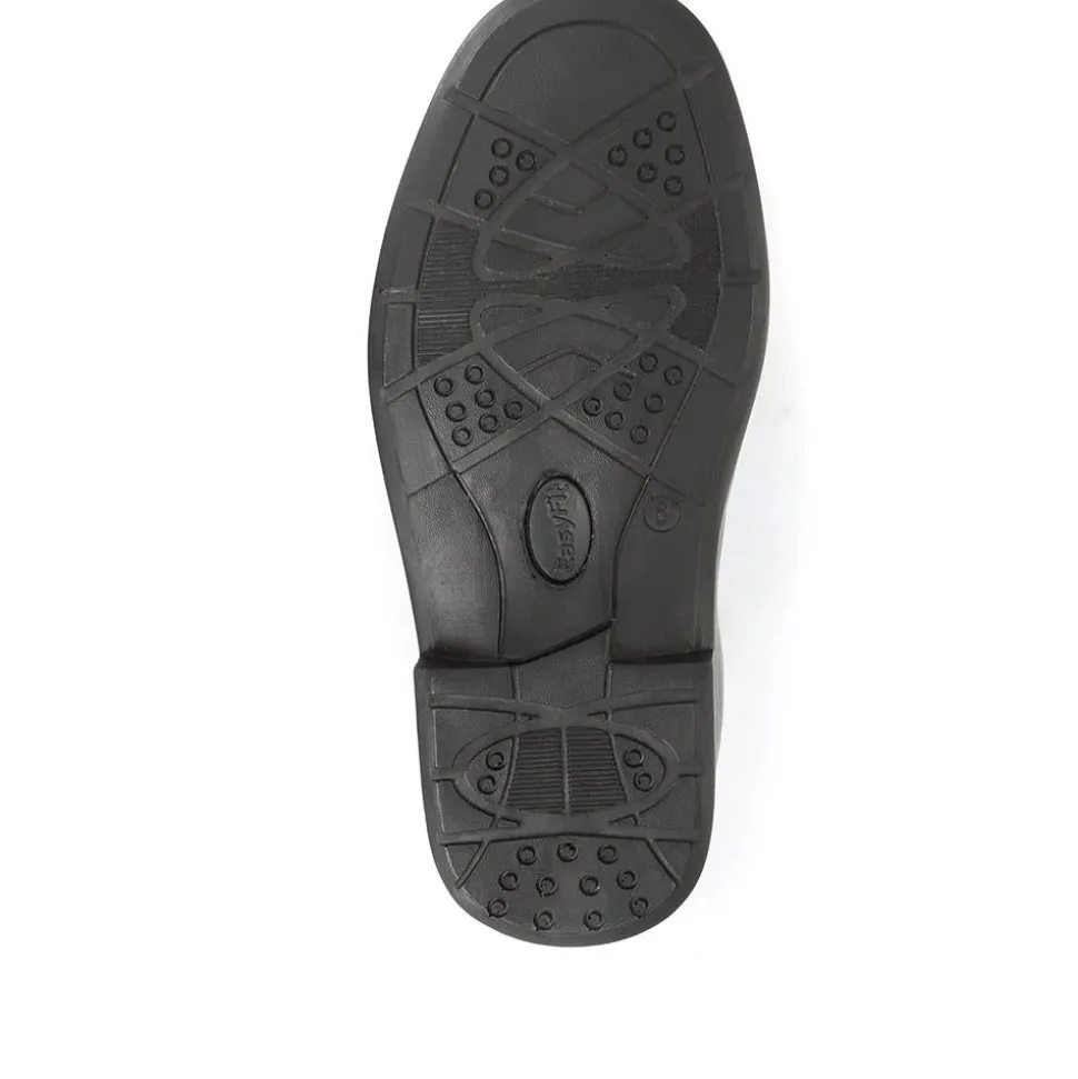 Extra Wide Fit Leather Slip On Shoes - Black