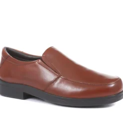 Extra Wide Fit Leather Slip On Shoes - Tan