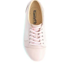 Extra Wide Fit Leather Trainers - Light Pink