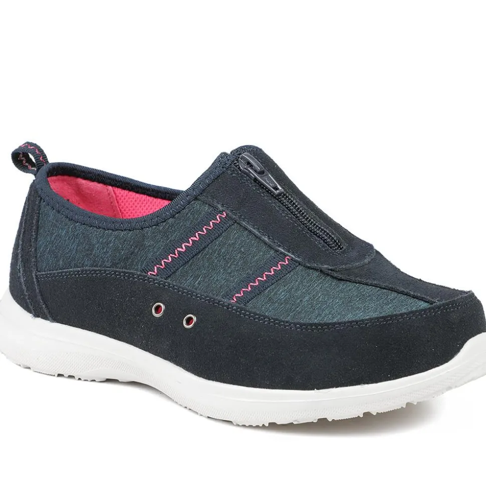 Extra-Wide Fit Memory Foam Trainers - Navy