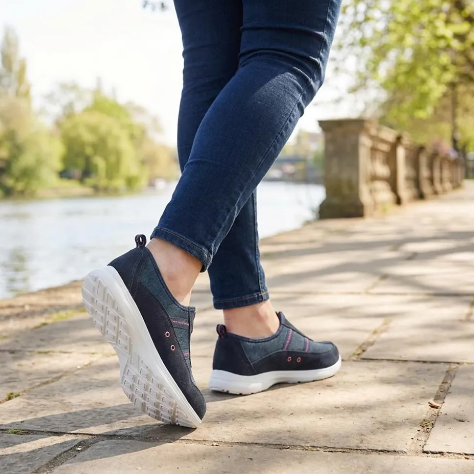 Extra-Wide Fit Memory Foam Trainers - Navy