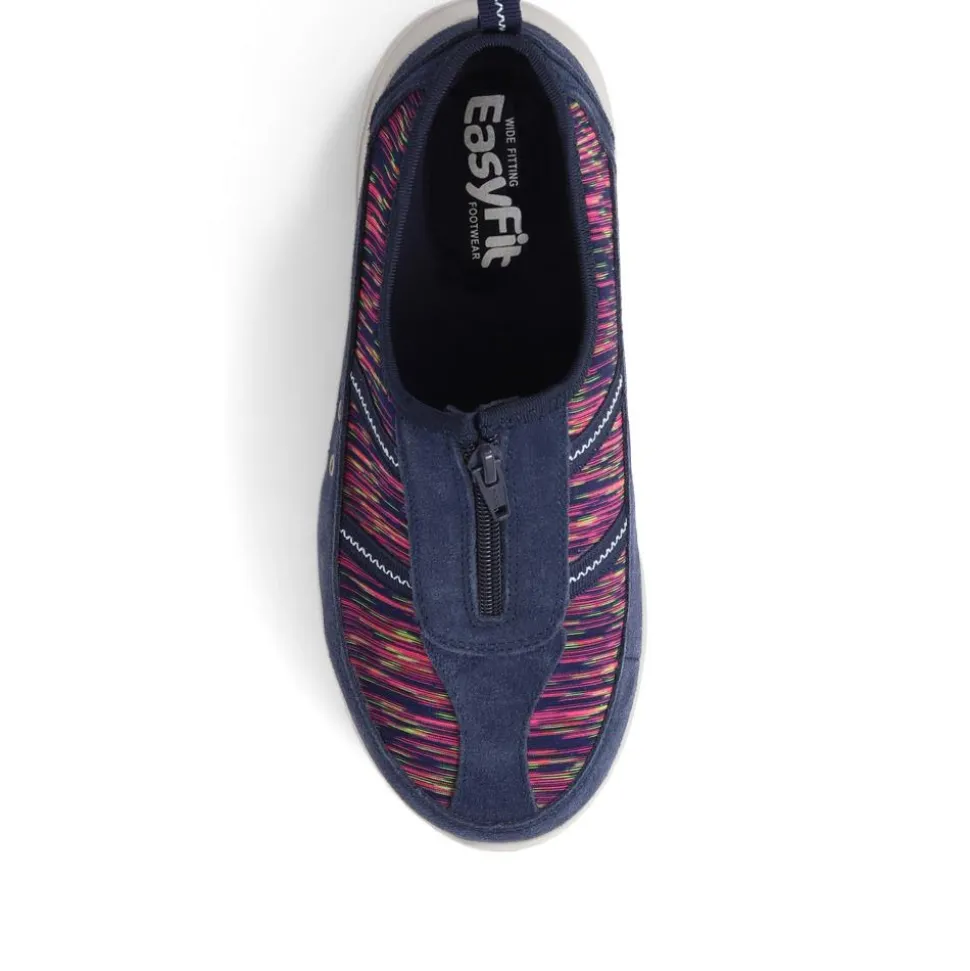 Extra-Wide Fit Memory Foam Trainers - Navy Multi