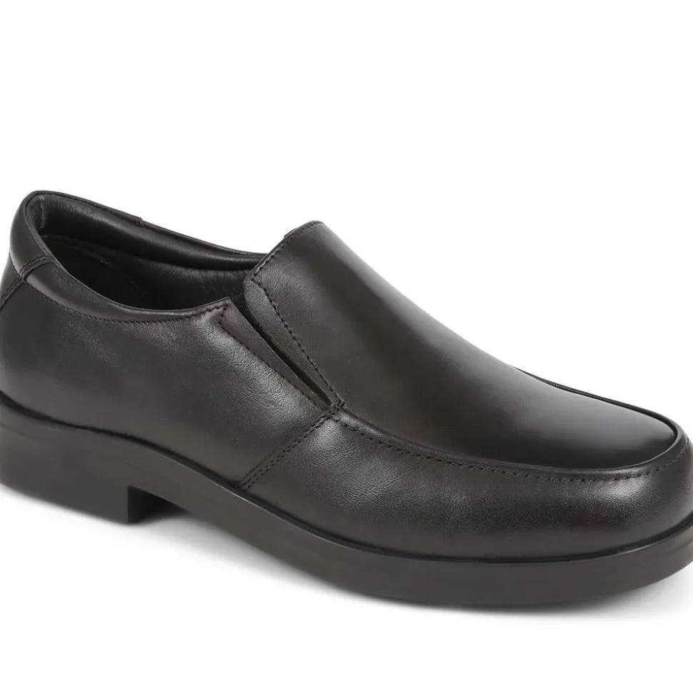 Extra Wide Fit Smart Leather Slip-Ons - Black