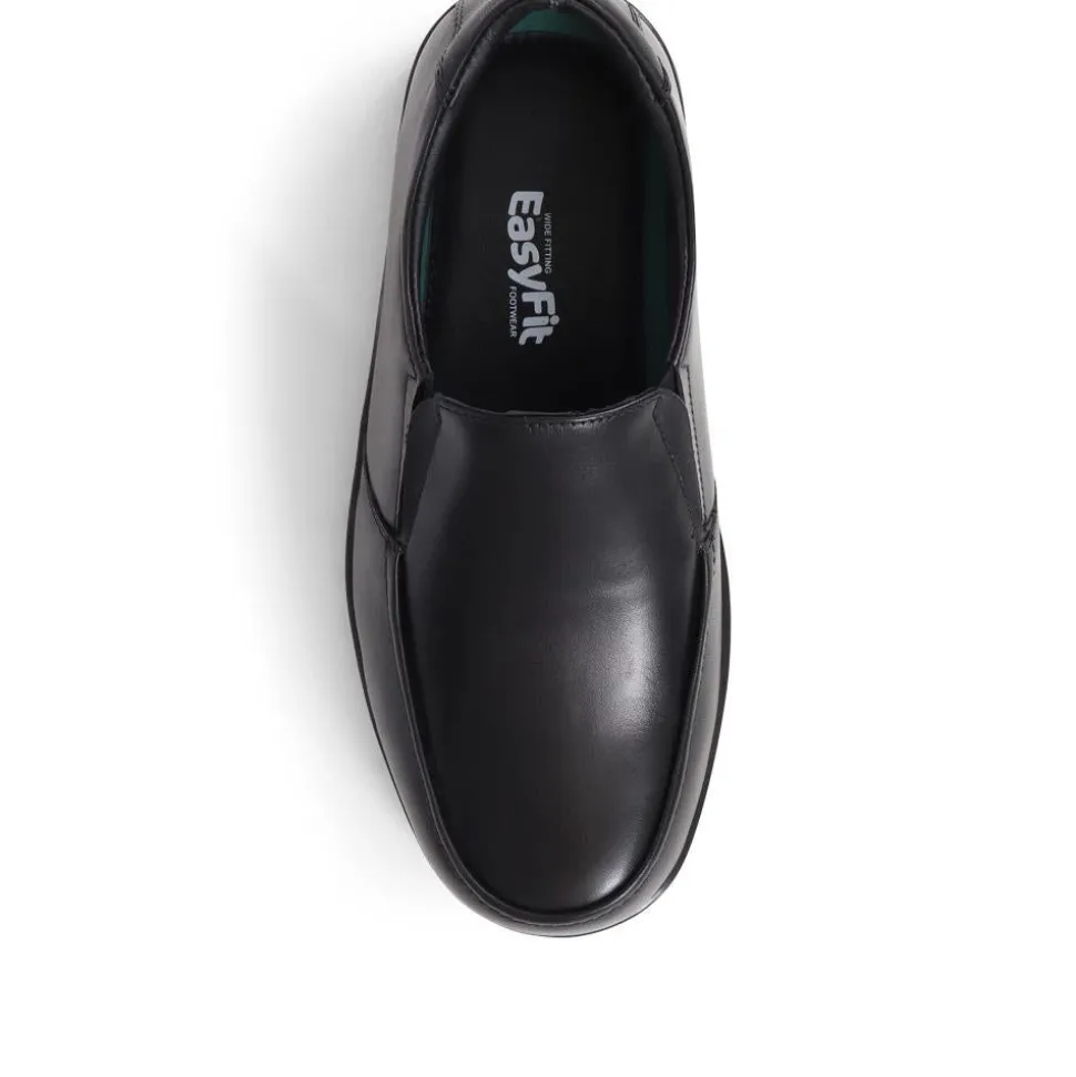 Extra Wide Fit Smart Leather Slip-Ons - Black