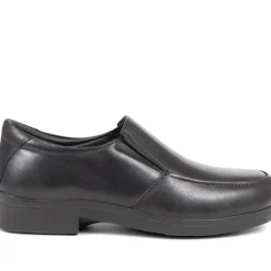 Extra Wide Fit Smart Leather Slip-Ons - Black