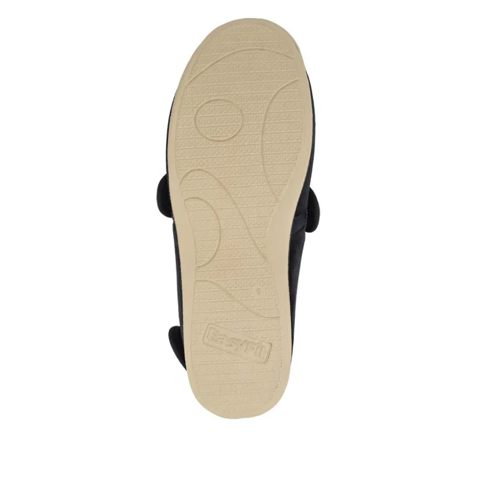 Extra-Wide-Fit Touch-Fastening Slippers - Navy