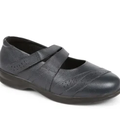 Extra Wide Fit Touch Fasten Leather Mary Janes - Navy
