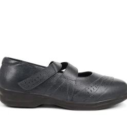 Extra Wide Fit Touch Fasten Leather Mary Janes - Navy