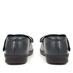 Extra Wide Fit Touch Fasten Leather Mary Janes - Navy