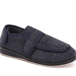 Extra Wide Fully Adjustable Slippers - Navy Multi