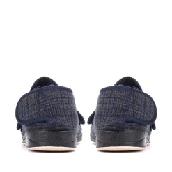 Extra Wide Fully Adjustable Slippers - Navy Multi