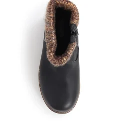 Extra-Wide Knitted Cuff Ankle Boots - Black