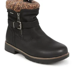 Extra-Wide Knitted Cuff Ankle Boots - Black