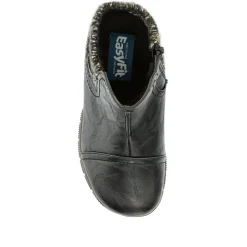 Extra-Wide Knitted Cuff Ankle Boots - Black