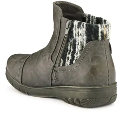 Extra-Wide Knitted Cuff Ankle Boots - Grey