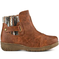 Extra-Wide Knitted Cuff Ankle Boots - Tan