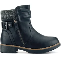 Extra-Wide Knitted Cuff Boots - Black