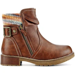 Extra-Wide Knitted Cuff Boots - Brown