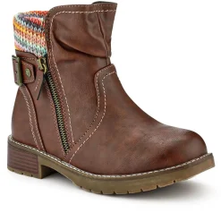 Extra-Wide Knitted Cuff Boots - Brown