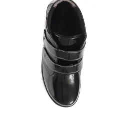 Extra Wide Leather Ankle Boots - Black Patent
