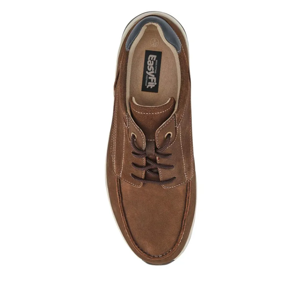 Extra-Wide Leather Casual Shoes - Brown