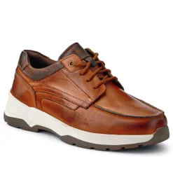 Extra-Wide Leather Casual Shoes - Cognac