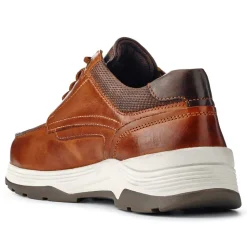 Extra-Wide Leather Casual Shoes - Cognac