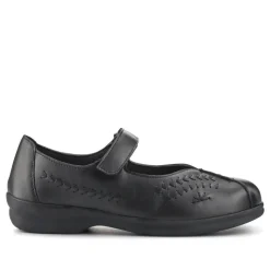 Extra-Wide Leather Mary Janes - Black