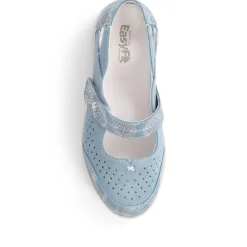 Extra-Wide Leather Mary Janes - Blue