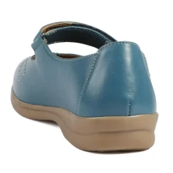 Extra-Wide Leather Mary Janes - Denim