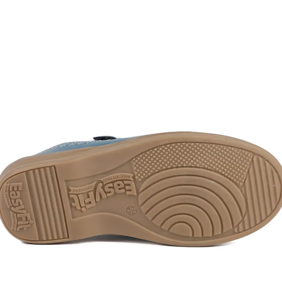Extra-Wide Leather Mary Janes - Denim