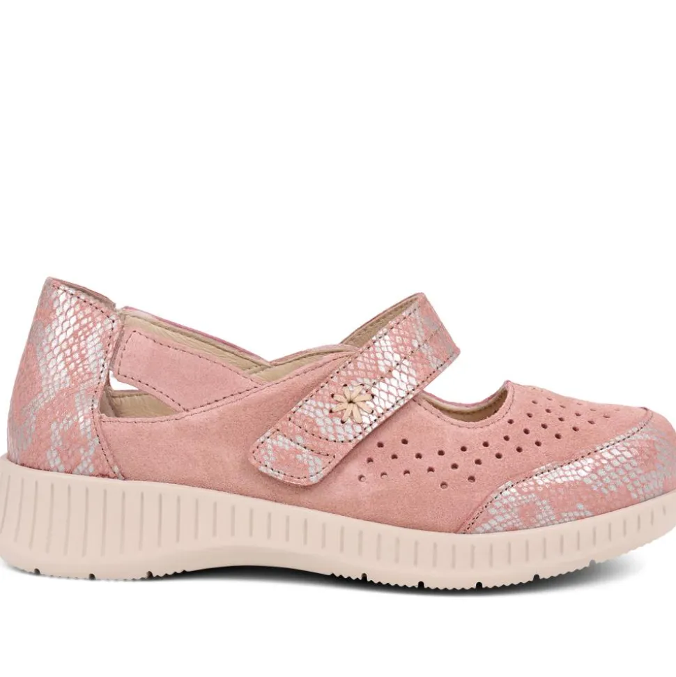 Extra-Wide Leather Mary Janes - Pink