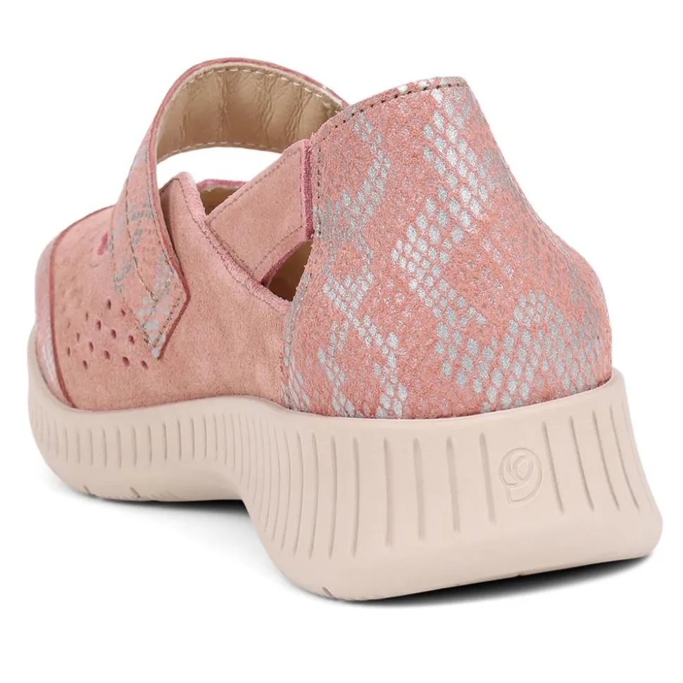 Extra-Wide Leather Mary Janes - Pink