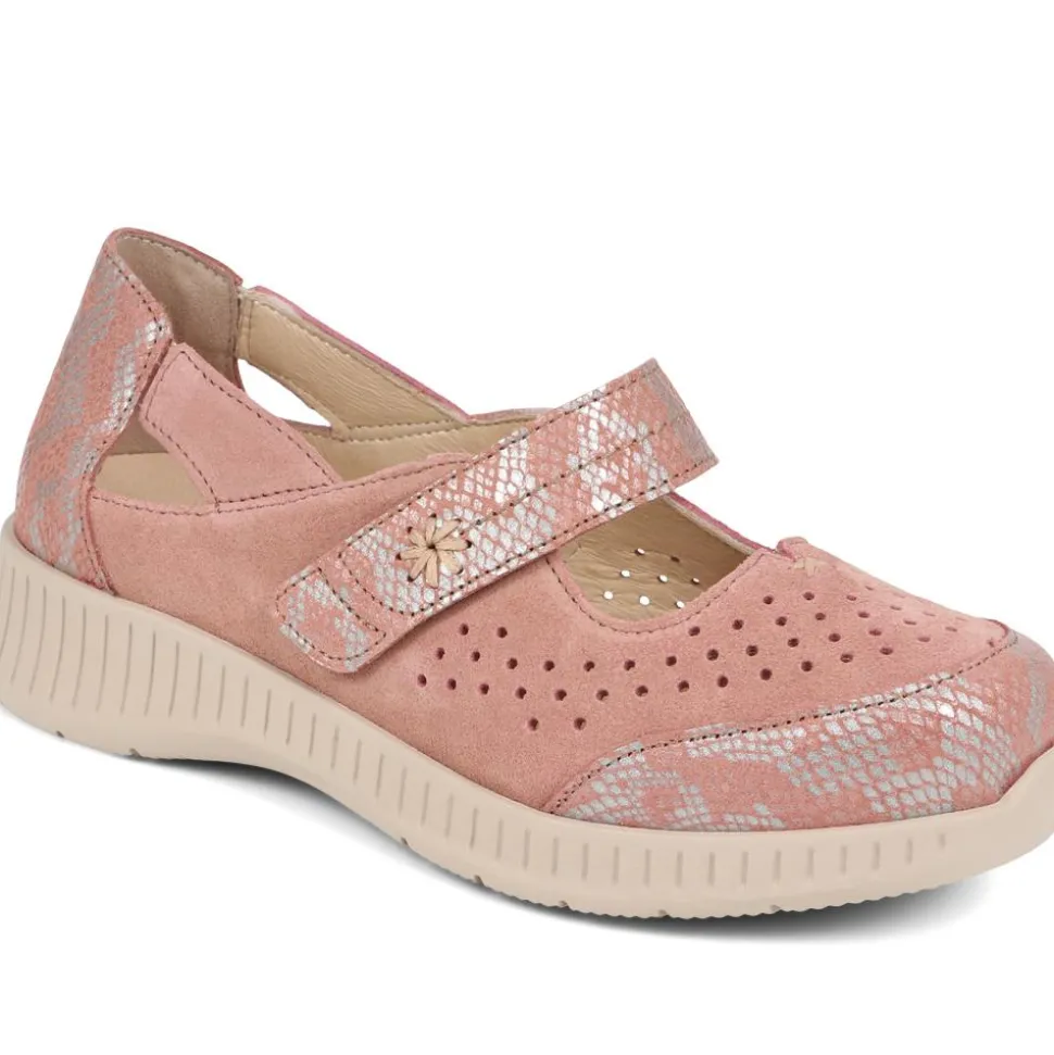 Extra-Wide Leather Mary Janes - Pink