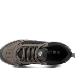 Extra Wide Leather Memory Foam Lace Up Trainers - Brown