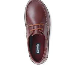 Extra Wide Leather Moccasins - Burgundy