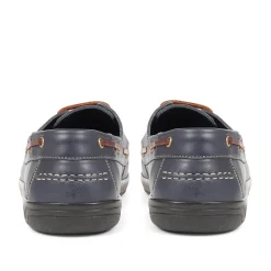 Extra Wide Leather Moccasins - Navy