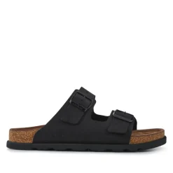 Extra-Wide Leather Mule Sandals - Black